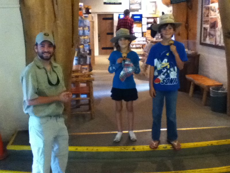 Getting Their Junior Ranger Patches (2)