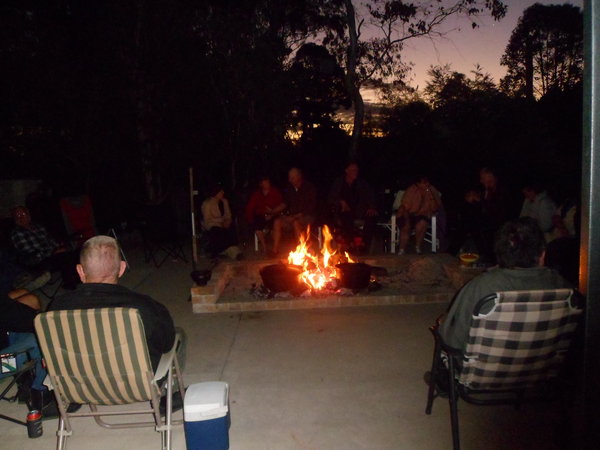 congregation at community campfire