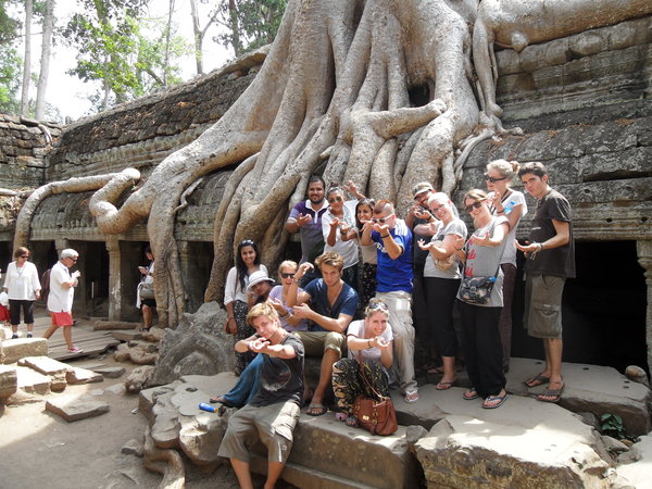 The tour group at the temple where Tomb Raider was filmed 