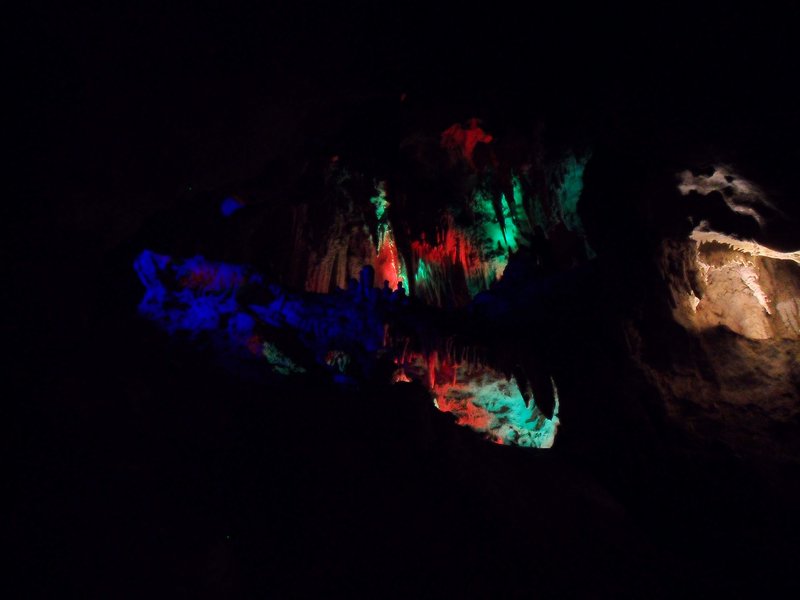 Colourfully lit caves!