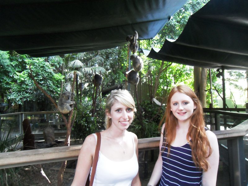 Ma and Bec in front of the koalas