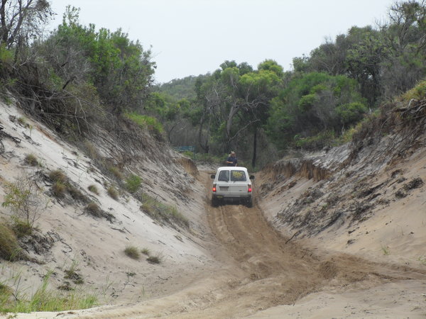 Trying to get the Land Cruisers up a hill they really didn't want to go up