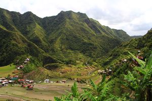 Reisterrassen und Berge in Batad
