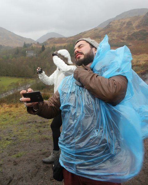 Max getting eaten by his own poncho! haha