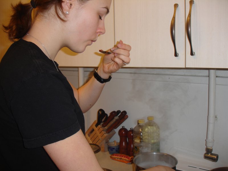 Katrine Taste Testing her sauce