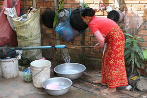 Pumping water for washing clothes