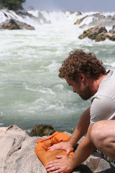Washing clothes by the waterfall - The Scrubba wash bag