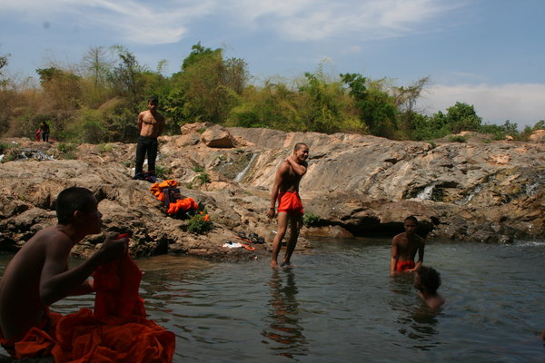 Dip in a pool with local monks