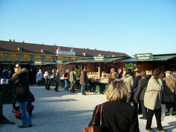 The booths at the Christmas market