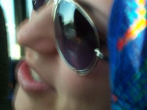 A zoomed-in Sara, on the bus back to Milwaukee