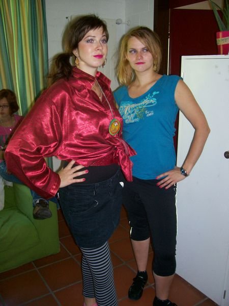My roommate Emily and another counselor, Lucy, on 80s Day