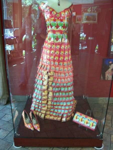 a dress made of only tea packages