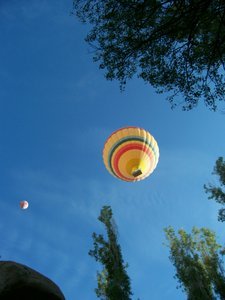 Under a balloon