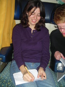 On the train transcribing