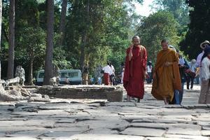 monks walking freely