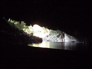 looking out from the cave