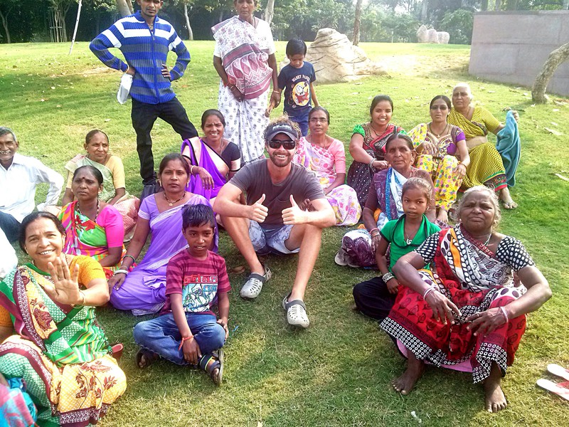 pics with the kids at Raj Ghat