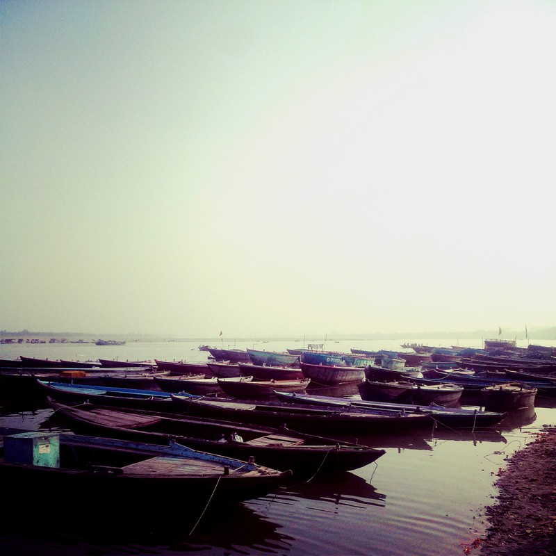 Ganges banks loaded with boats
