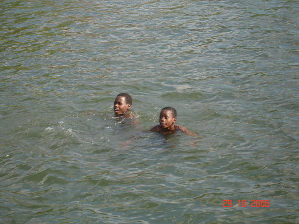 Swimmers on River Cruise