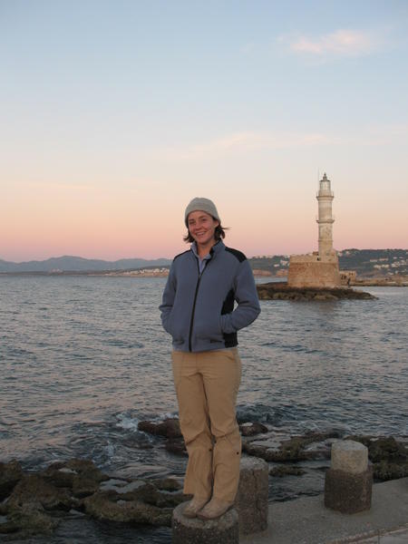 Lighthouse at sunset in Hania