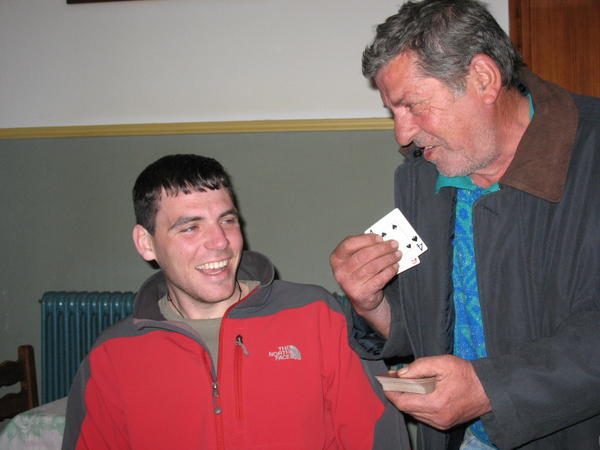 Nick showing us card tricks