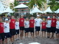 Huddle with Swiss team