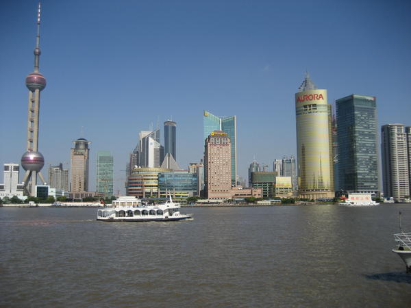 View across the river at the Bund