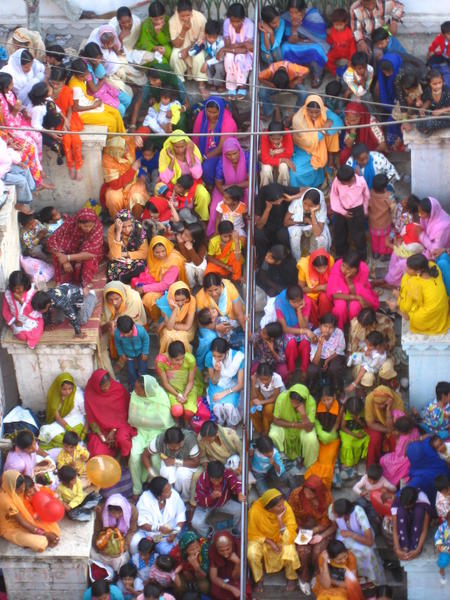gathering crowd for festival in udaipur