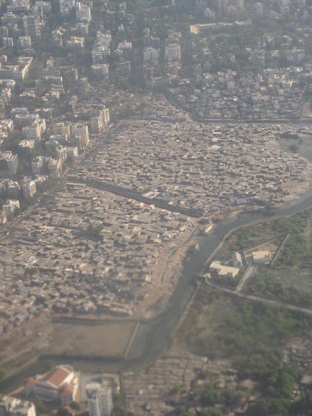 view of slums from plane