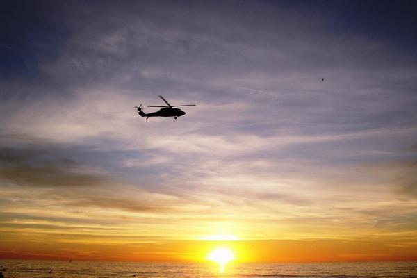 Helicopter sunset