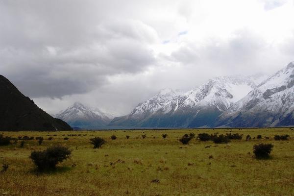 Looking up the valley towards Mt Cook village