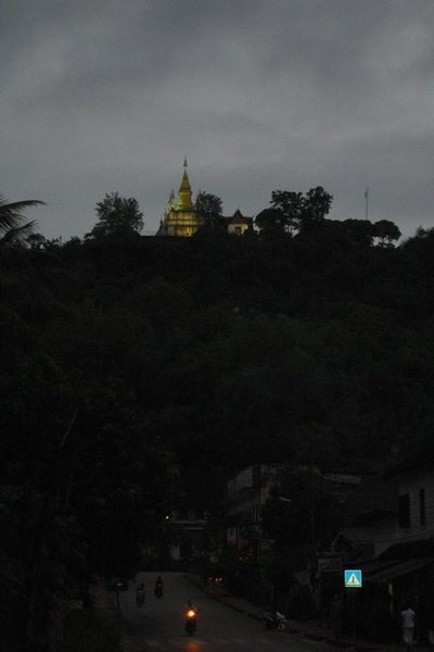 Night time view of Phousi Hill