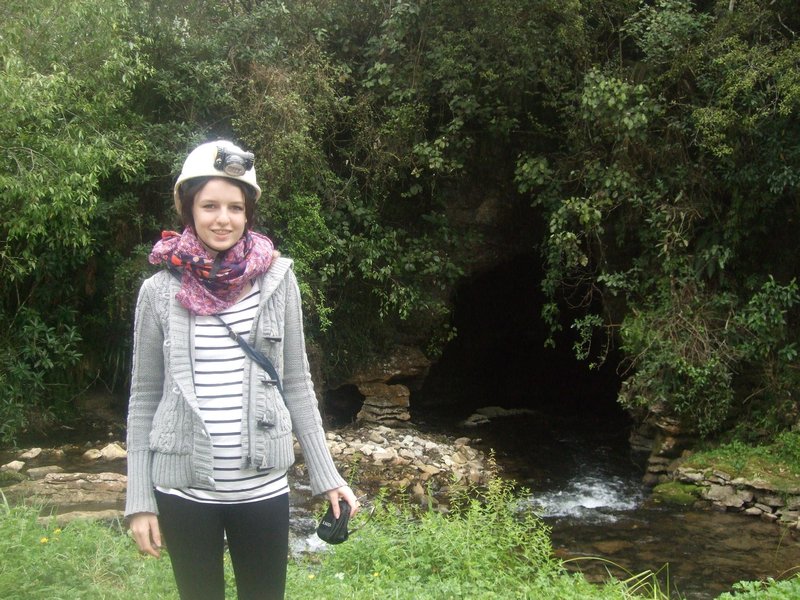 infront of the cave