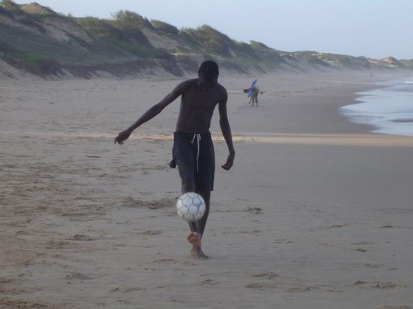 Apart from being lying on the sand, playing with the ball seems to be the one activity to do. They play all day and every day and they love foreigners in the game. 