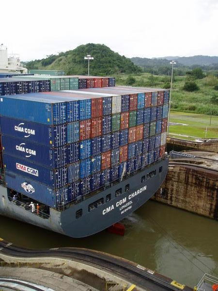 Almost through - this ship was not fully laden but still had 4000 containers on it!