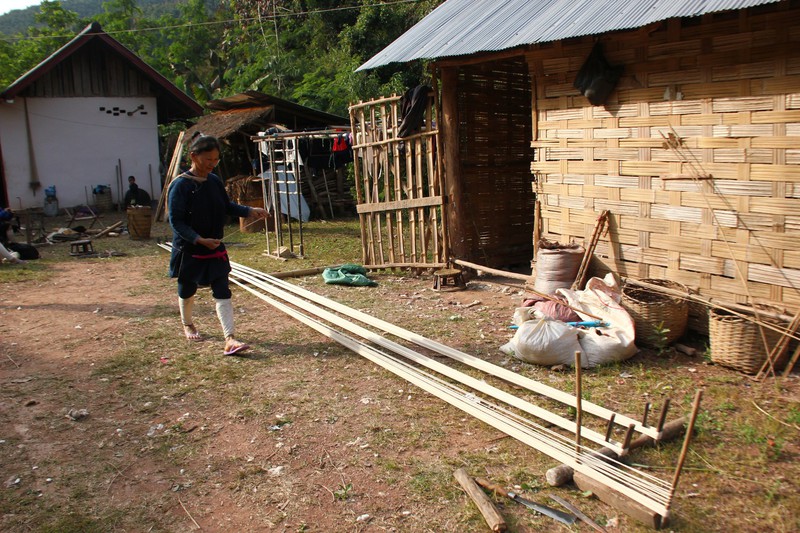 Yao woman prepare for the loom