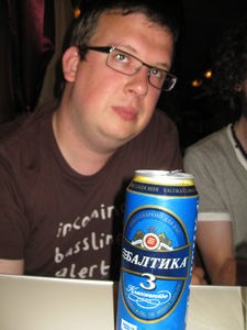 John not looking impressed with beer for some reason