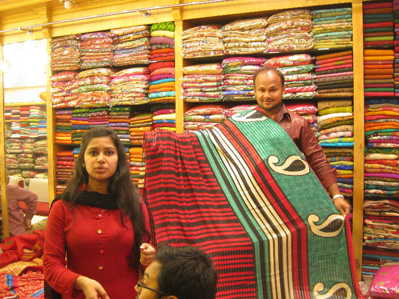 Showing off a sari