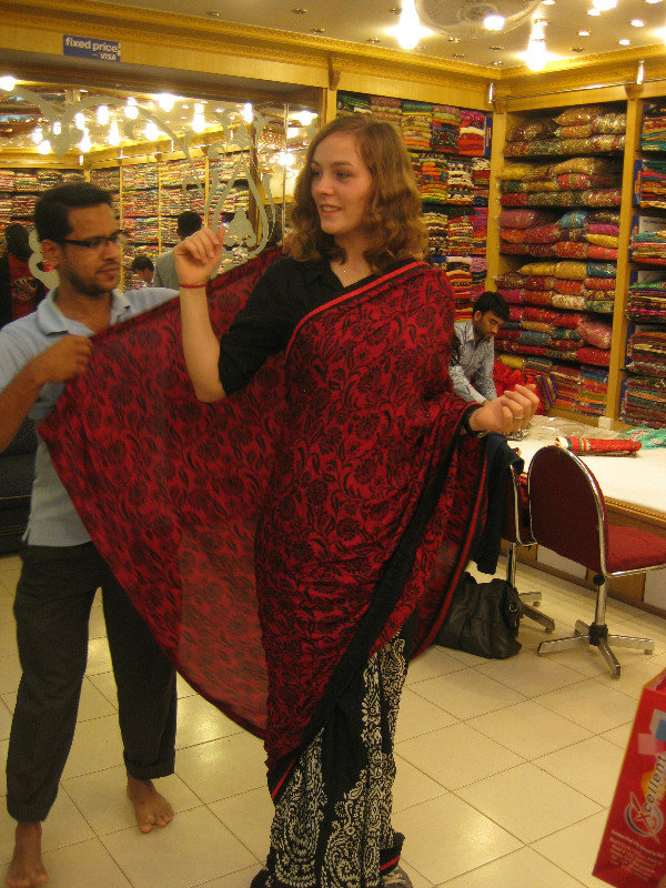 Trying on my sari