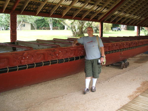 Me, silly socks and a Waka (Mauri war canoe)