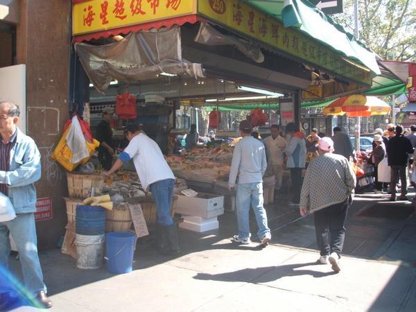Chinese fish and vegetable stalls