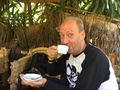 Hubby drinking coffee, The Tengeru Cultural Tourism Programme
