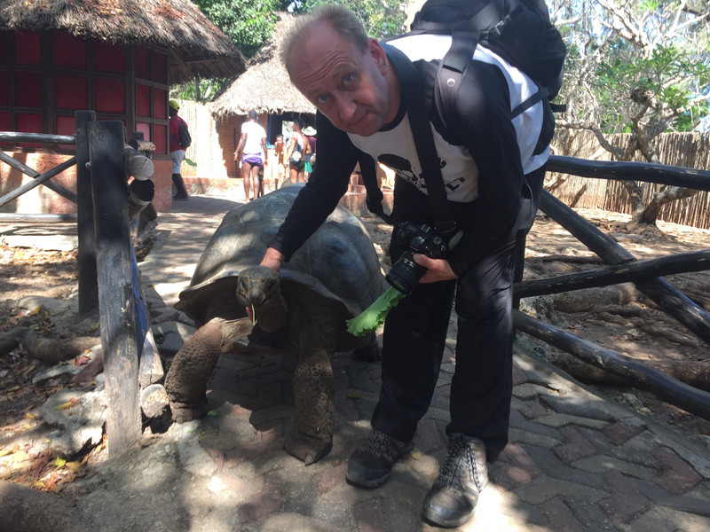 hubby and giant tortoise