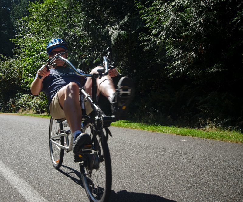 Man cycles at Point Defiance
