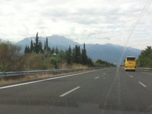 Driving past Mount Olympus