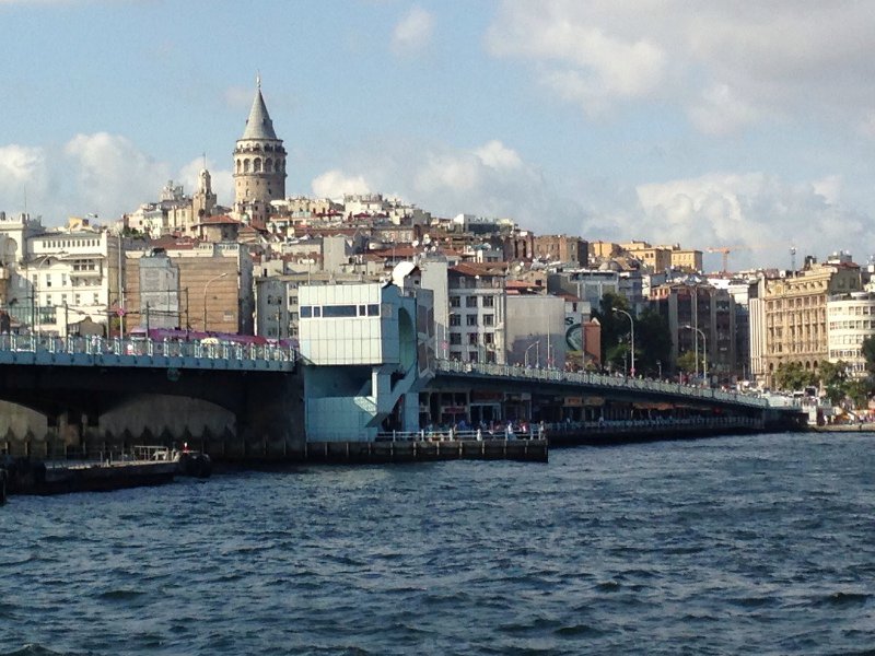 Istanbul - looking towards Beyoglu from river Bosphorus.