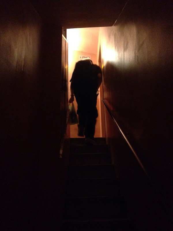 dark and narrow stairs, hostel