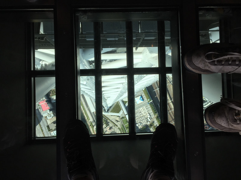 Glass floor looking down from lower deck at Tokyo SkyTree