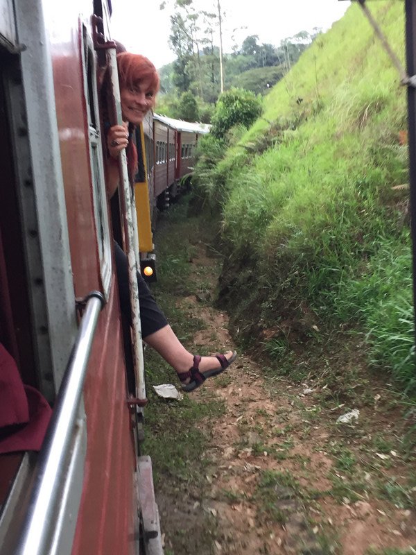 Hanging off the train