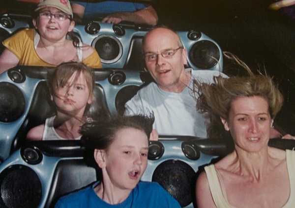 Family on roller coaster